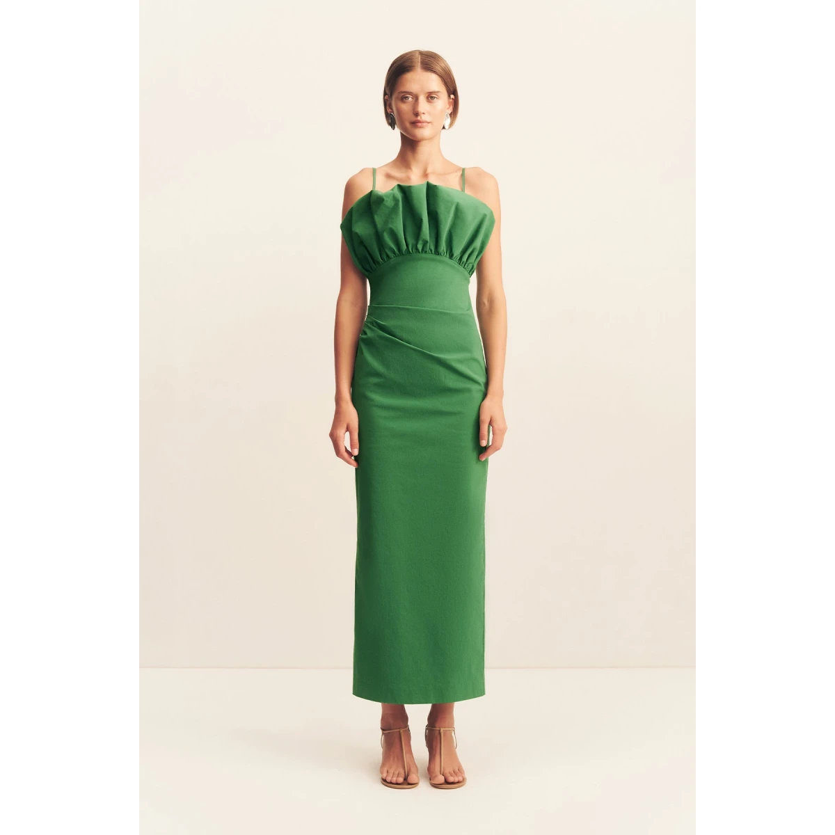 Campbell Bubble Bodice Midi Dress - Abundant Green - Image 2
