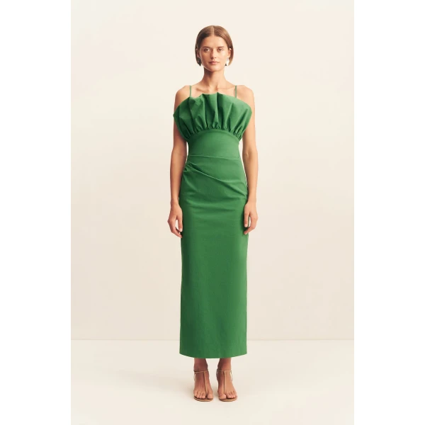 Campbell Bubble Bodice Midi Dress - Abundant Green - Image 2