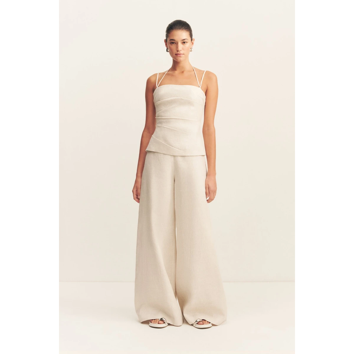 Elliot Double Strap Draped Top - Parchment - Image 2