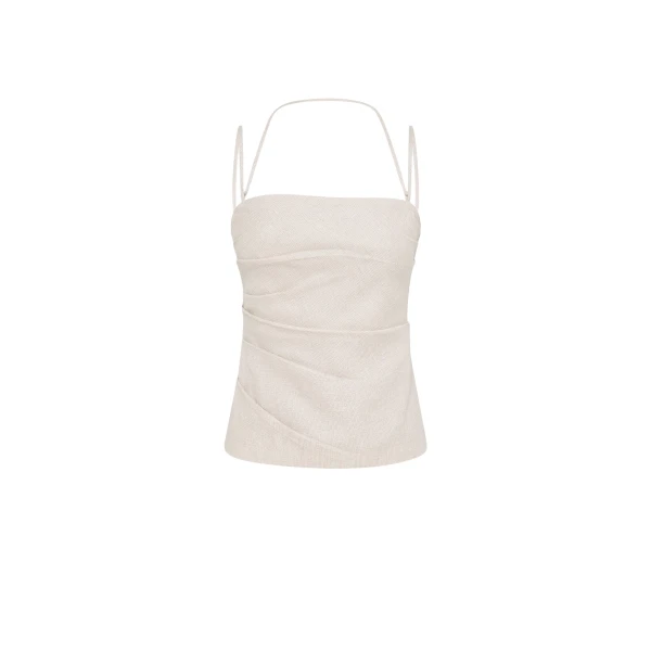 Elliot Double Strap Draped Top - Parchment