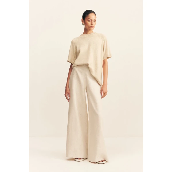 Elliot High Waisted Wide Leg Pant - Parchment - Image 2