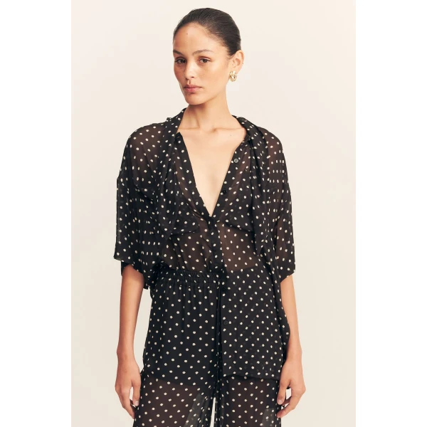 Noir polka dot print