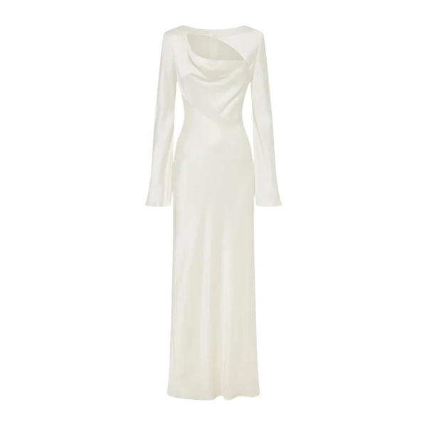 Huxley Long Sleeve Cowl Maxi Dress - Vanilla