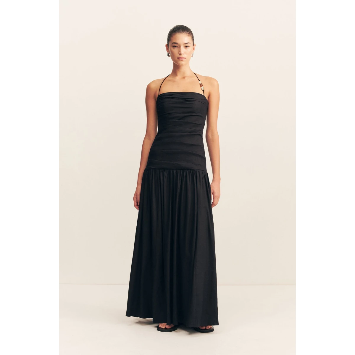 Kasbah Draped Halter Neck Maxi Dress - Black - Image 2