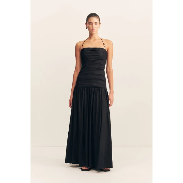 Kasbah Draped Halter Neck Maxi Dress - Black - Image 2