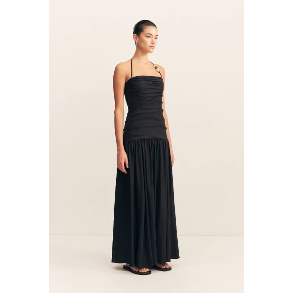 Halter neckline with acrylic beads