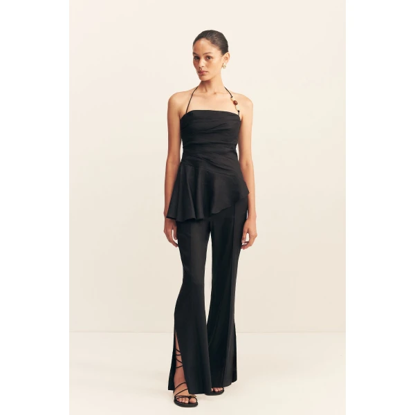 Kasbah Draped Halter Top - Black - Image 2