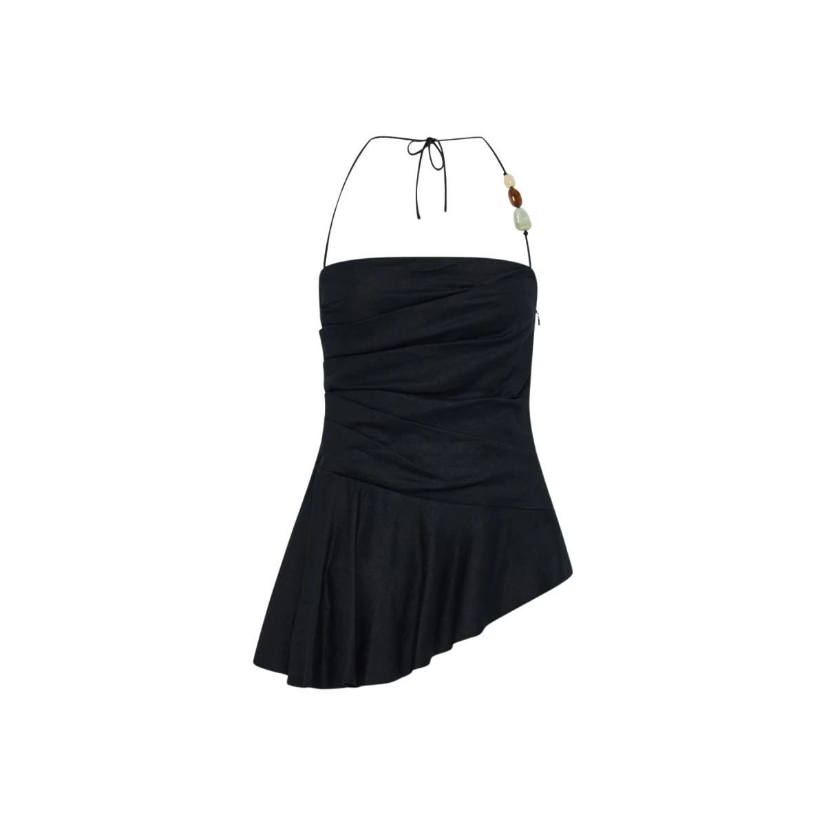 Kasbah Draped Halter Top - Black - Image 1