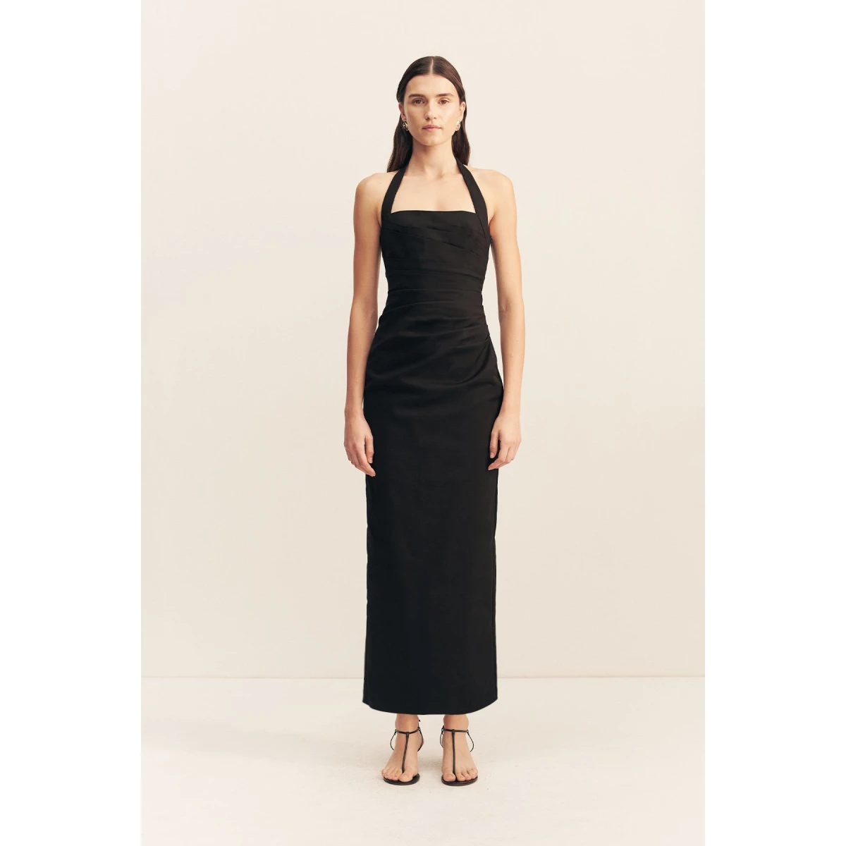 Lani Draped Halter Maxi Dress - Black - Image 2