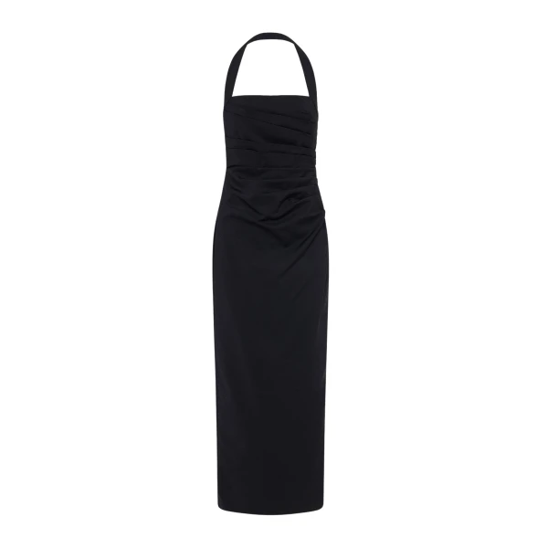 Lani Draped Halter Maxi Dress - Black