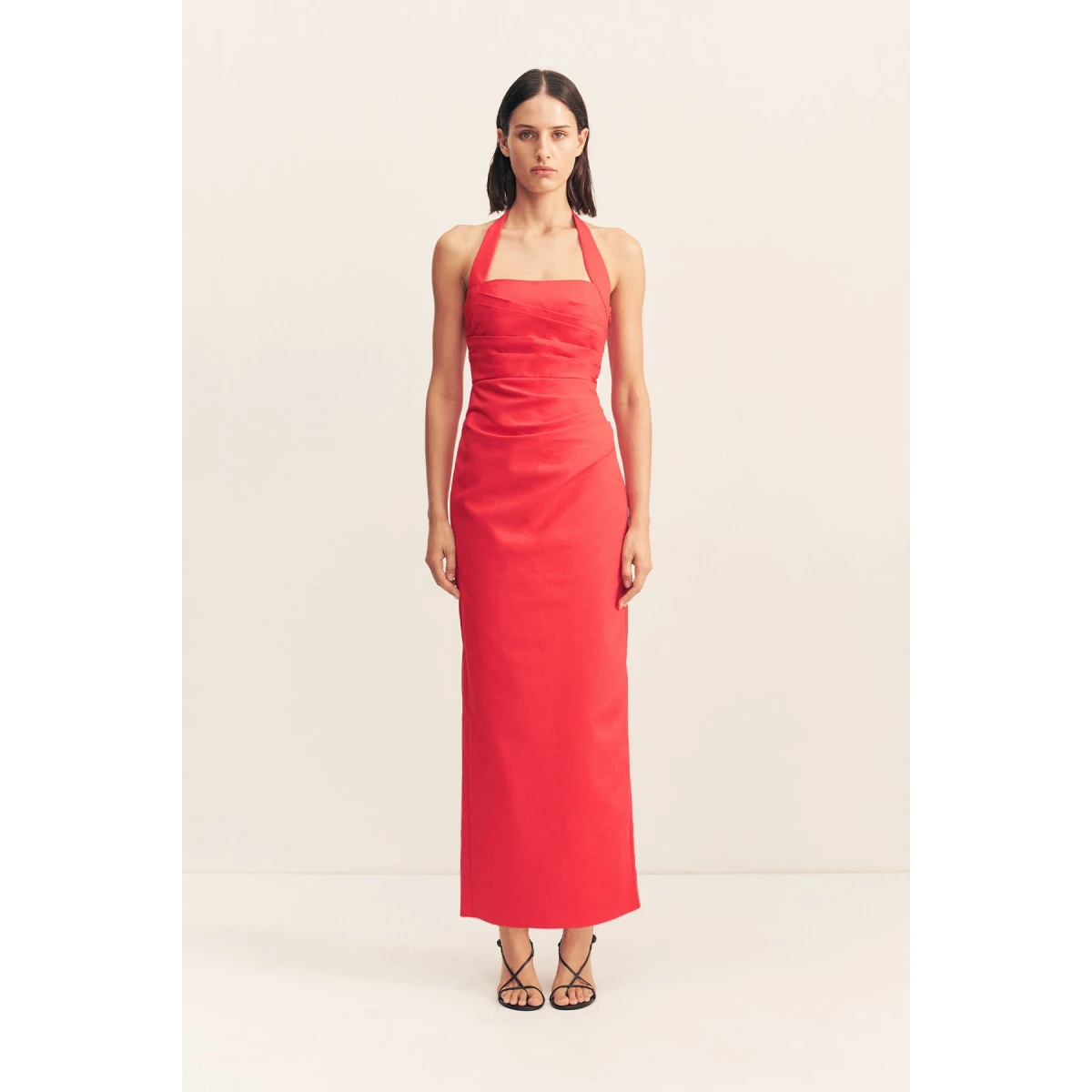 Lani Draped Halter Maxi Dress - Chilli - Image 2
