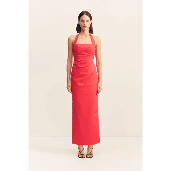 Lani Draped Halter Maxi Dress - Chilli - Image 2