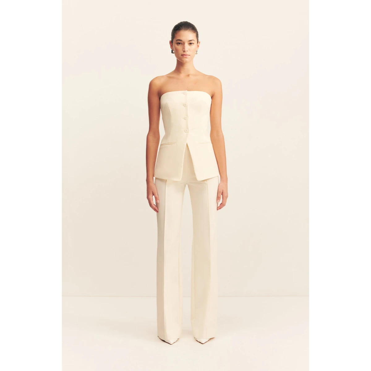 Lani Strapless Tailored Top - Rice - Image 2