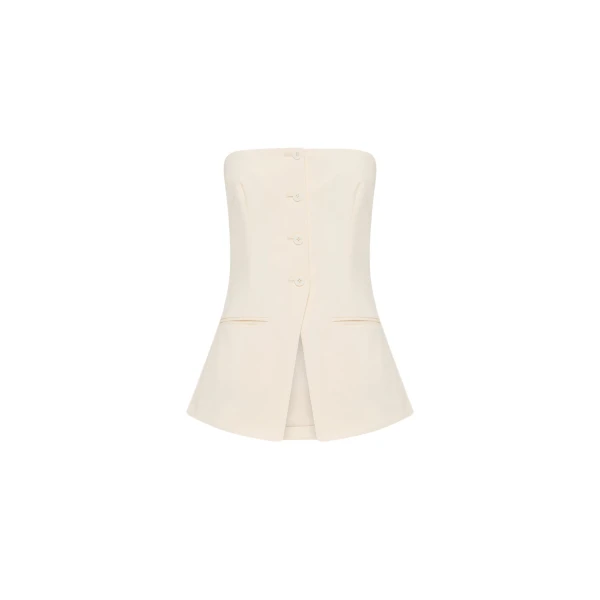 Lani Strapless Tailored Top - Rice