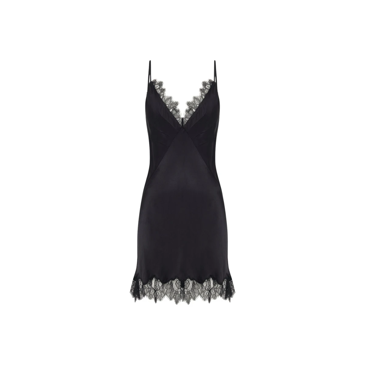 Maisie Lace Slip Mini Dress - Black - Image 1
