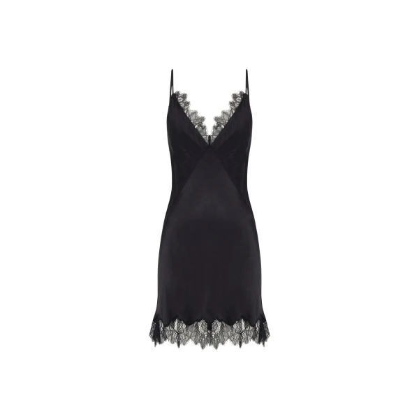 Maisie Lace Slip Mini Dress - Black