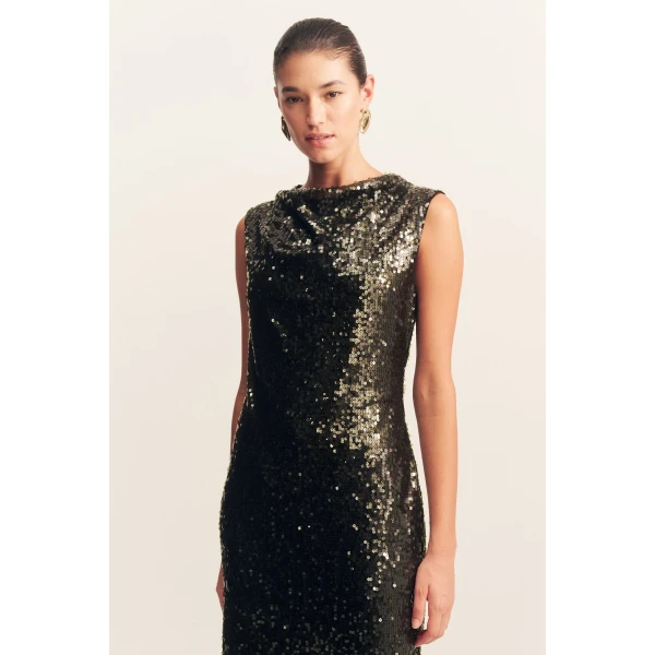 Sheer mesh with sequin embellishments