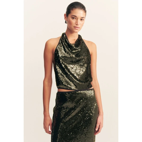 Sheer mesh with sequin embellishments