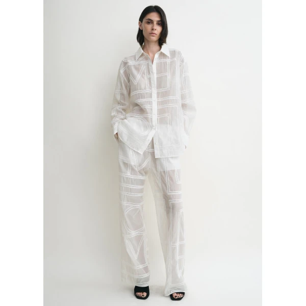 Classic crochet shirt white - Image 3