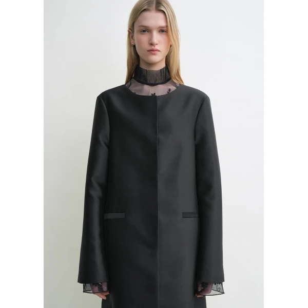 Collarless coat black - Image 5
