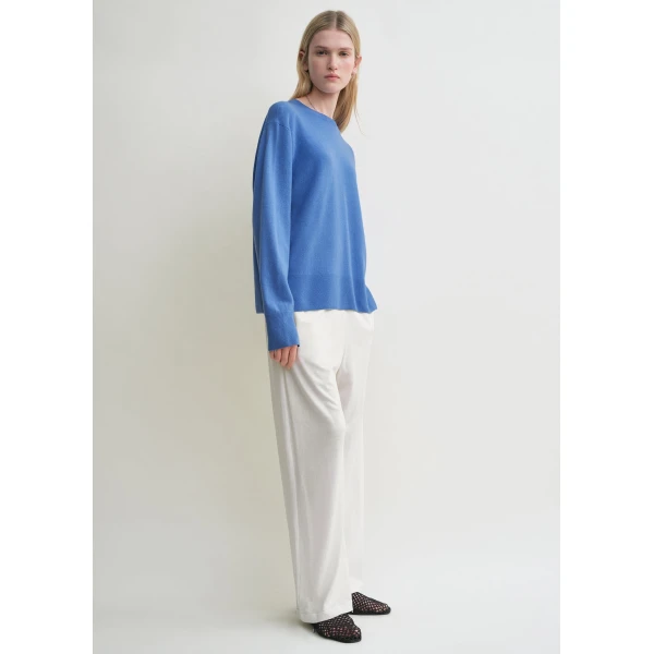 Crew-neck cashmere knit cornflower - Image 3