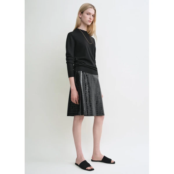 Croco-embossed skirt black - Image 3