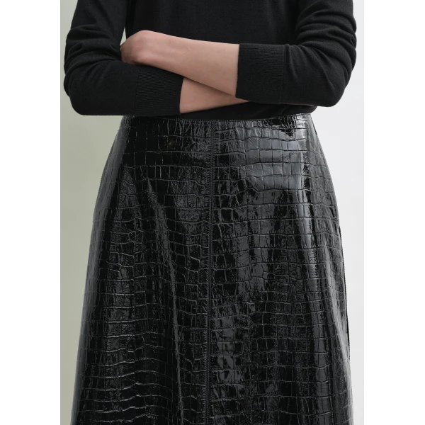 Croco-embossed skirt black - Image 5