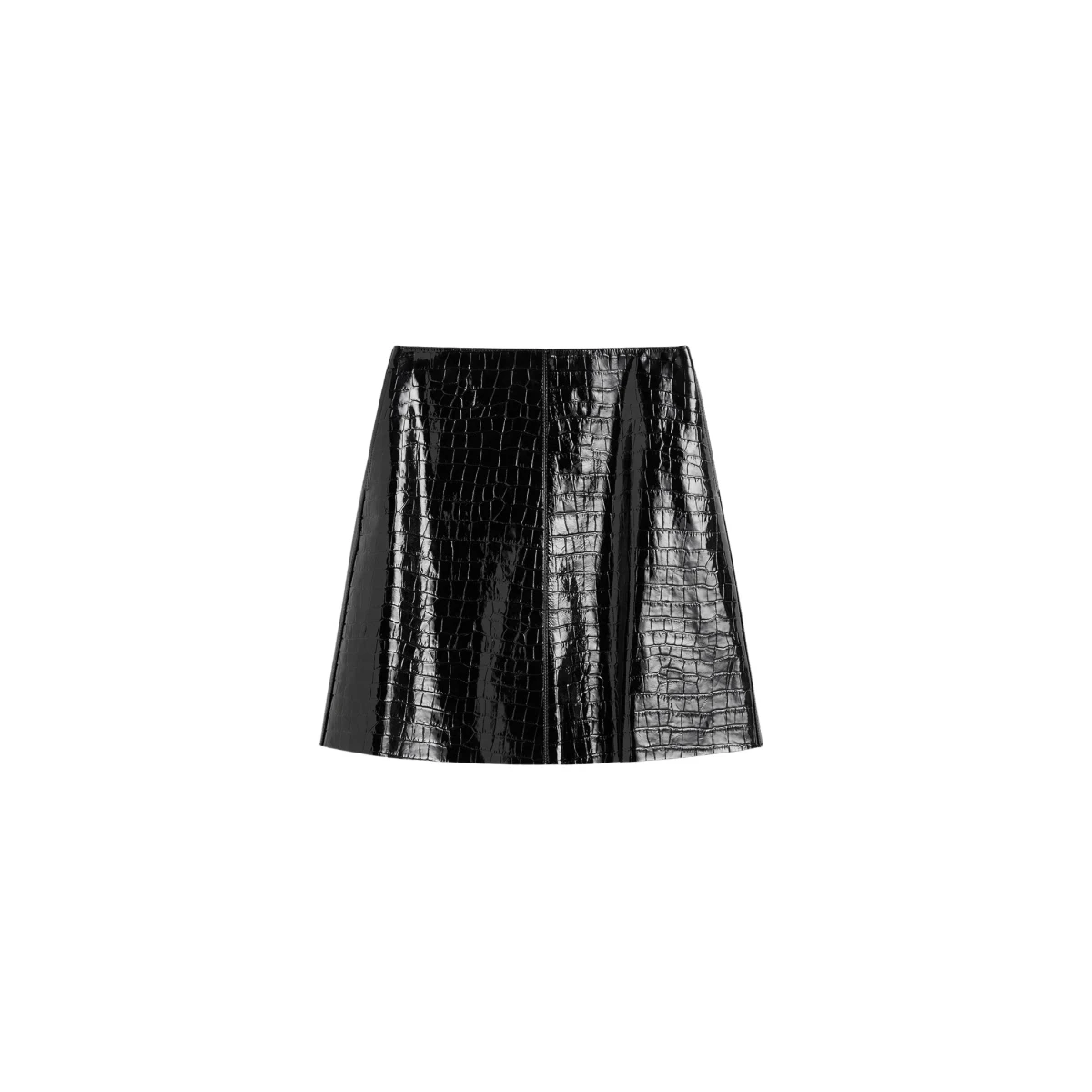 Croco-embossed skirt black - Image 1