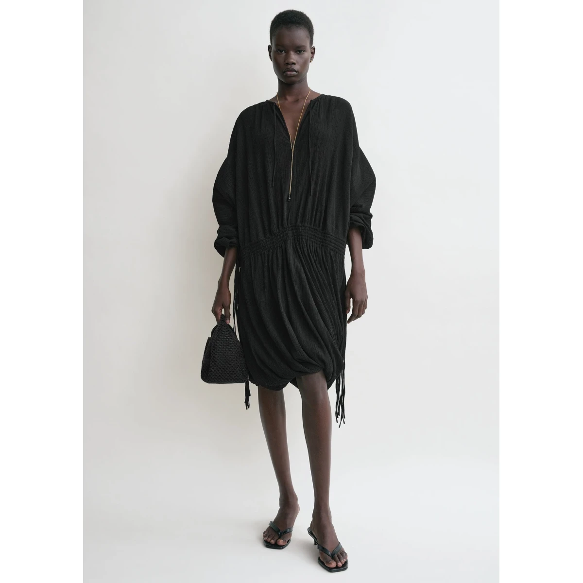 Drawstring dress black - Image 3