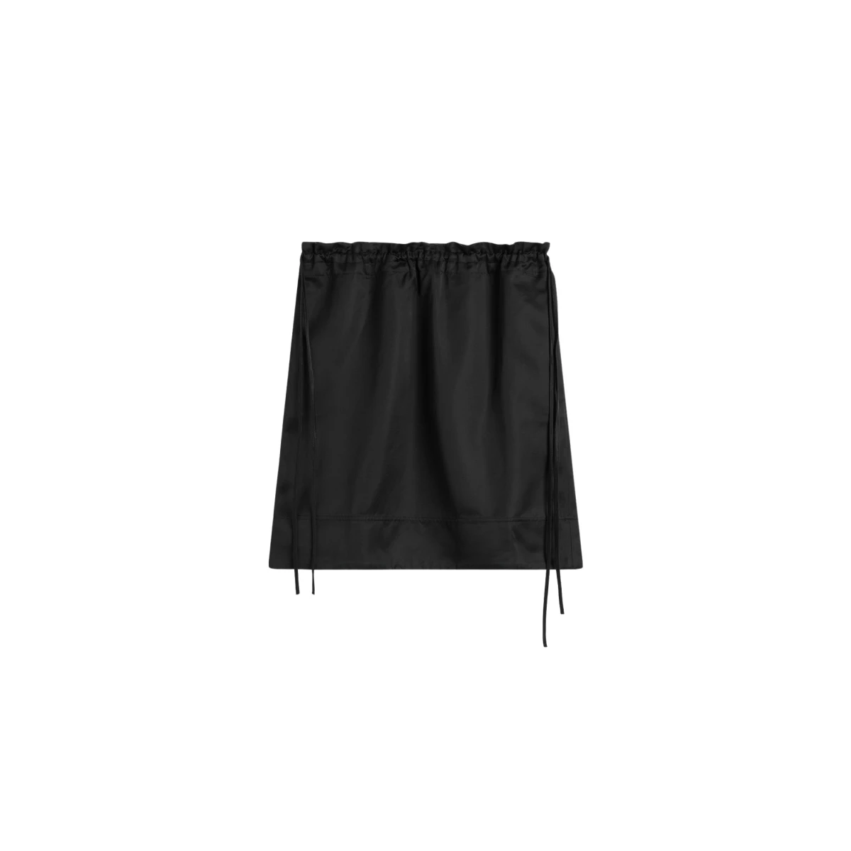Drawstring satin mini skirt black - Image 1