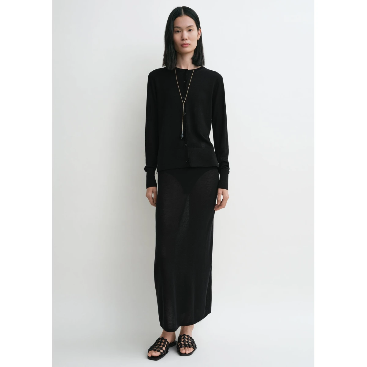 Fine knit cardigan black - Image 3