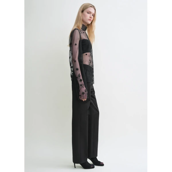Floral tulle blouse black/black - Image 3