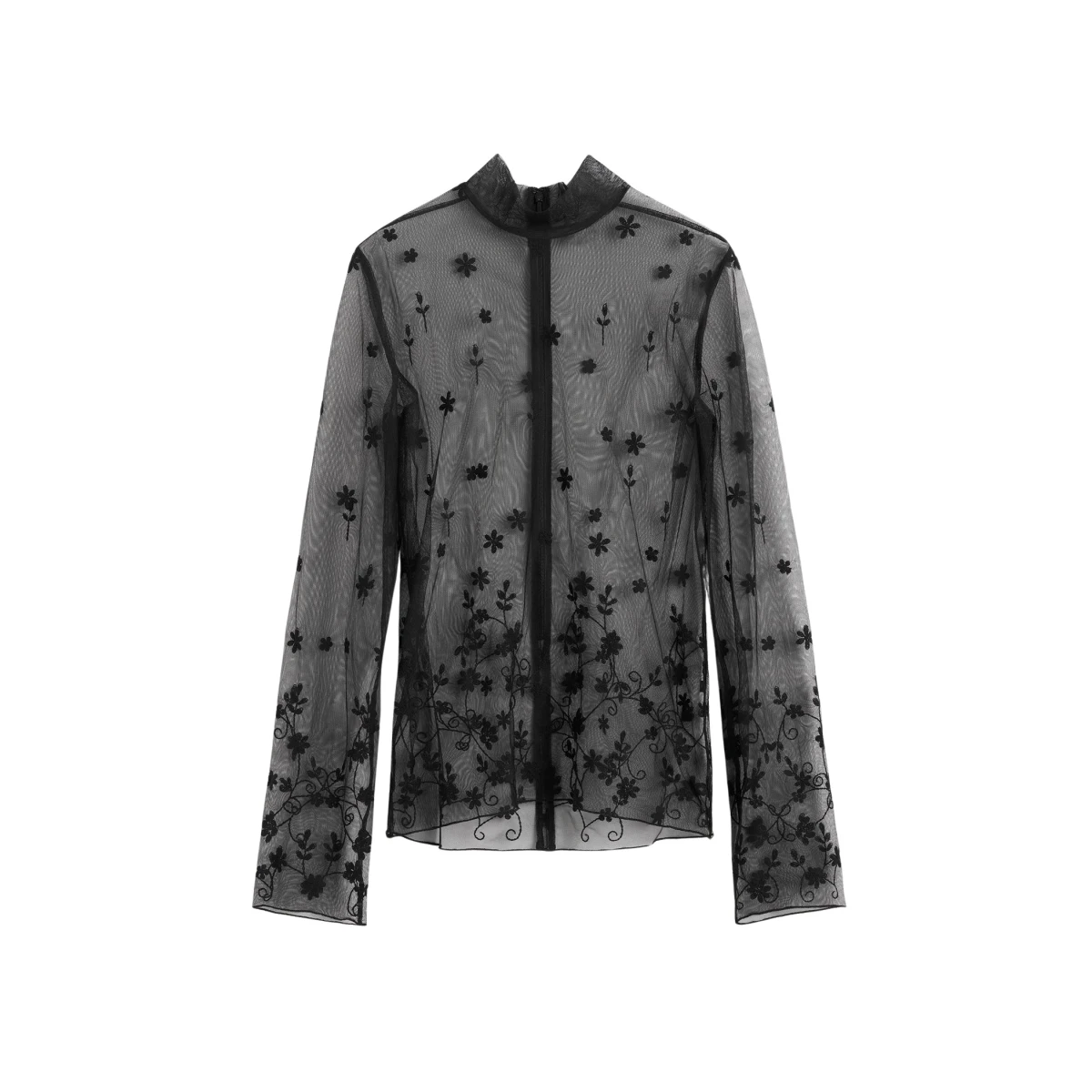 Floral tulle blouse black/black - Image 1