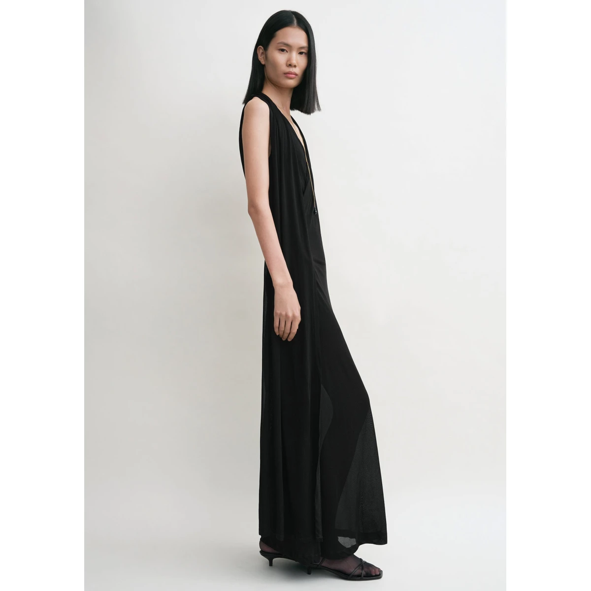 Overlapped scarf dress black - Image 3