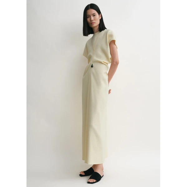 Slouch waist basketweave dress straw - Image 3