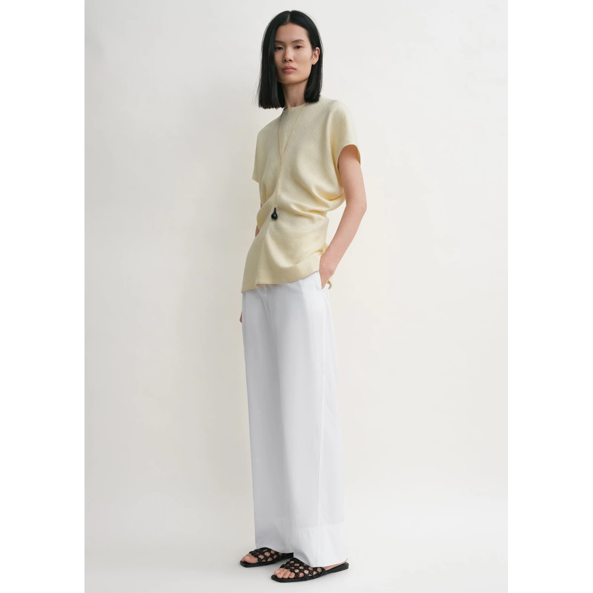 Slouch waist basketweave top straw - Image 3