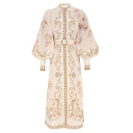 Zimmermann Hypnotic Buttoned Midi Dress | Ready to Wear 2025 Collection Coveti Elevate your elegance in this Zimmermann Dresses from the 2025 resort wear edit