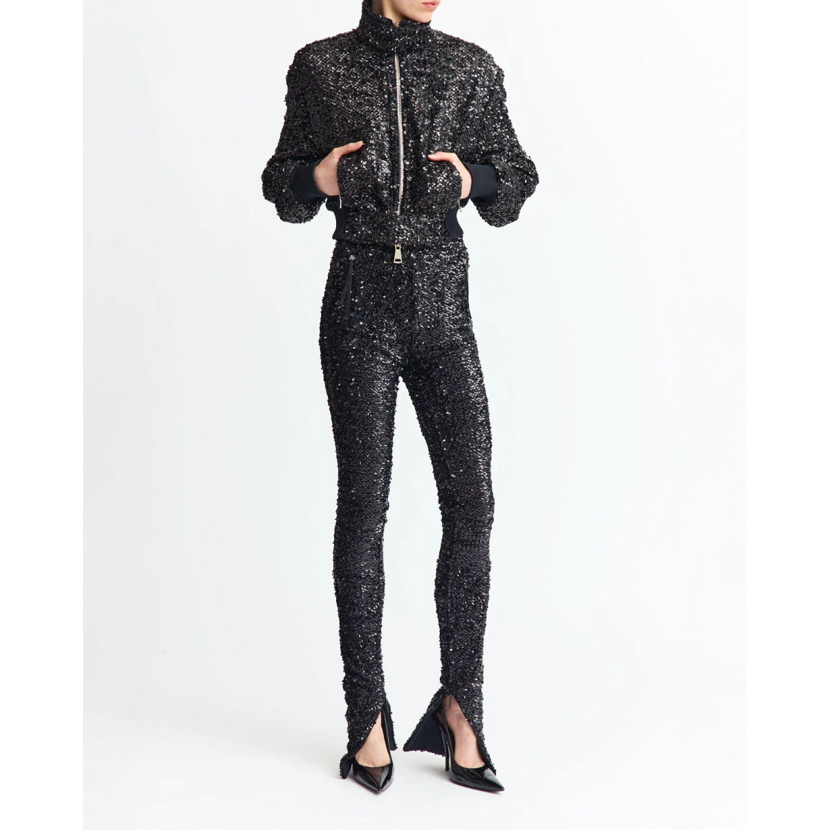 designed as a fitted silhouette that contours the leg with sleek precision.