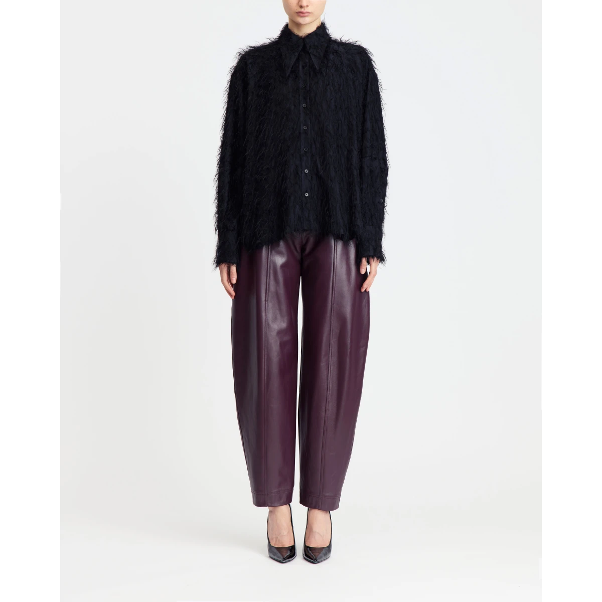 hair-like textured fabric in deep black