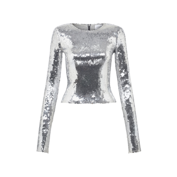 Loida Top In Silver Sequin