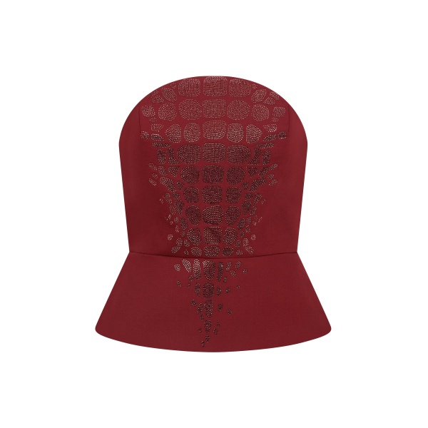 David Koma Croc Rhinestone Embroidery Strapless Top