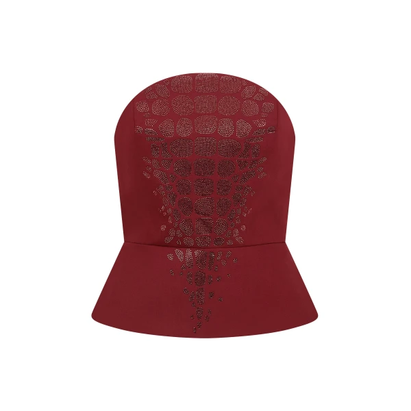 David Koma Croc Rhinestone Embroidery Strapless Top