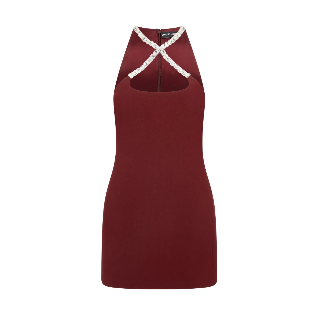 David Koma Crystal Embroidered Cross Strap Mini Dress