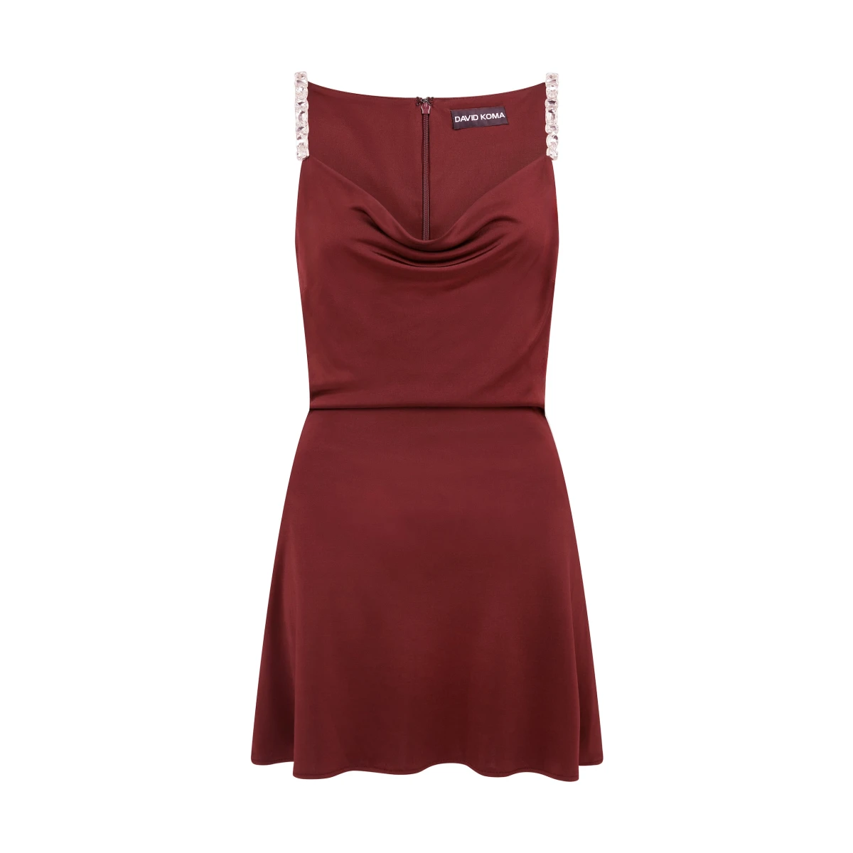 David Koma Crystal Embroidered Straps And Cowl Mini Dress