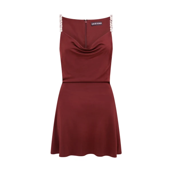 David Koma Crystal Embroidered Straps And Cowl Mini Dress