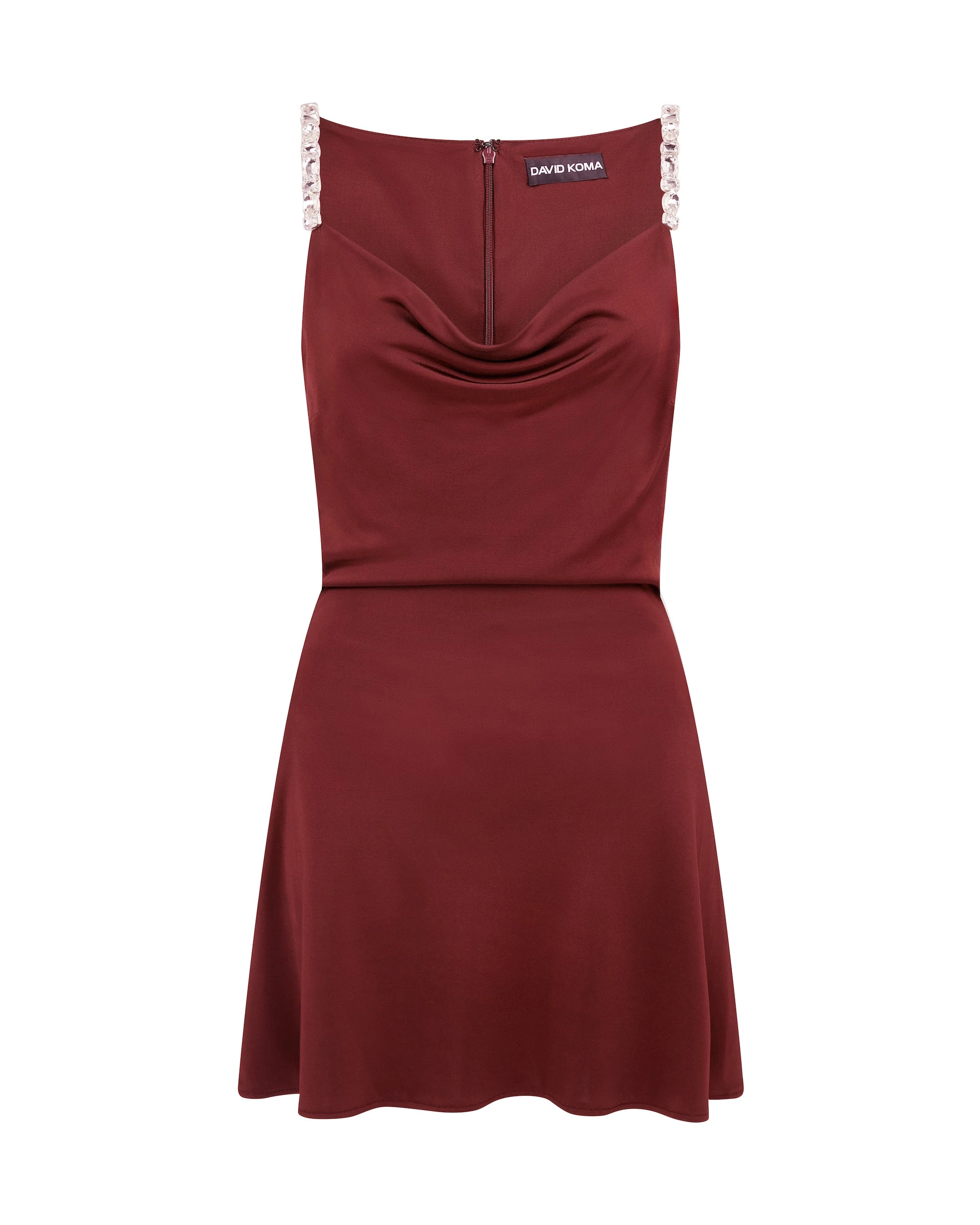David Koma Crystal Embroidered Straps And Cowl Mini Dress