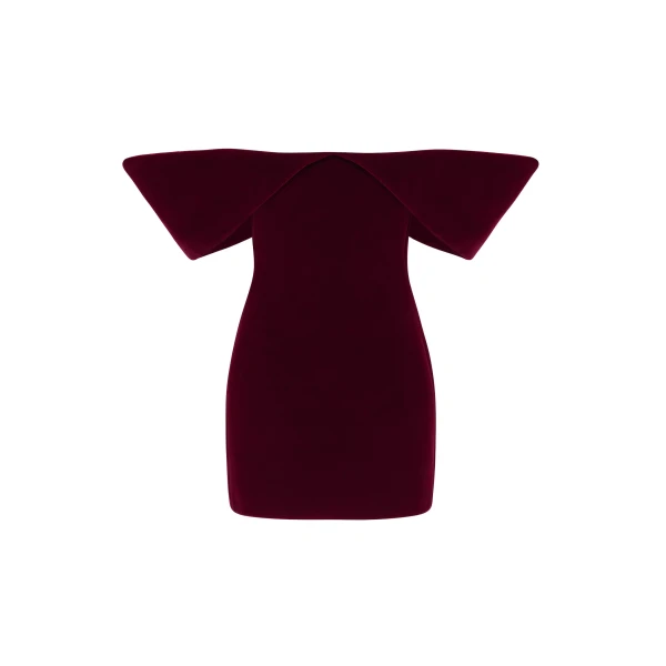 David Koma Off Shoulder Sculptured Mini Dress In Burgundy