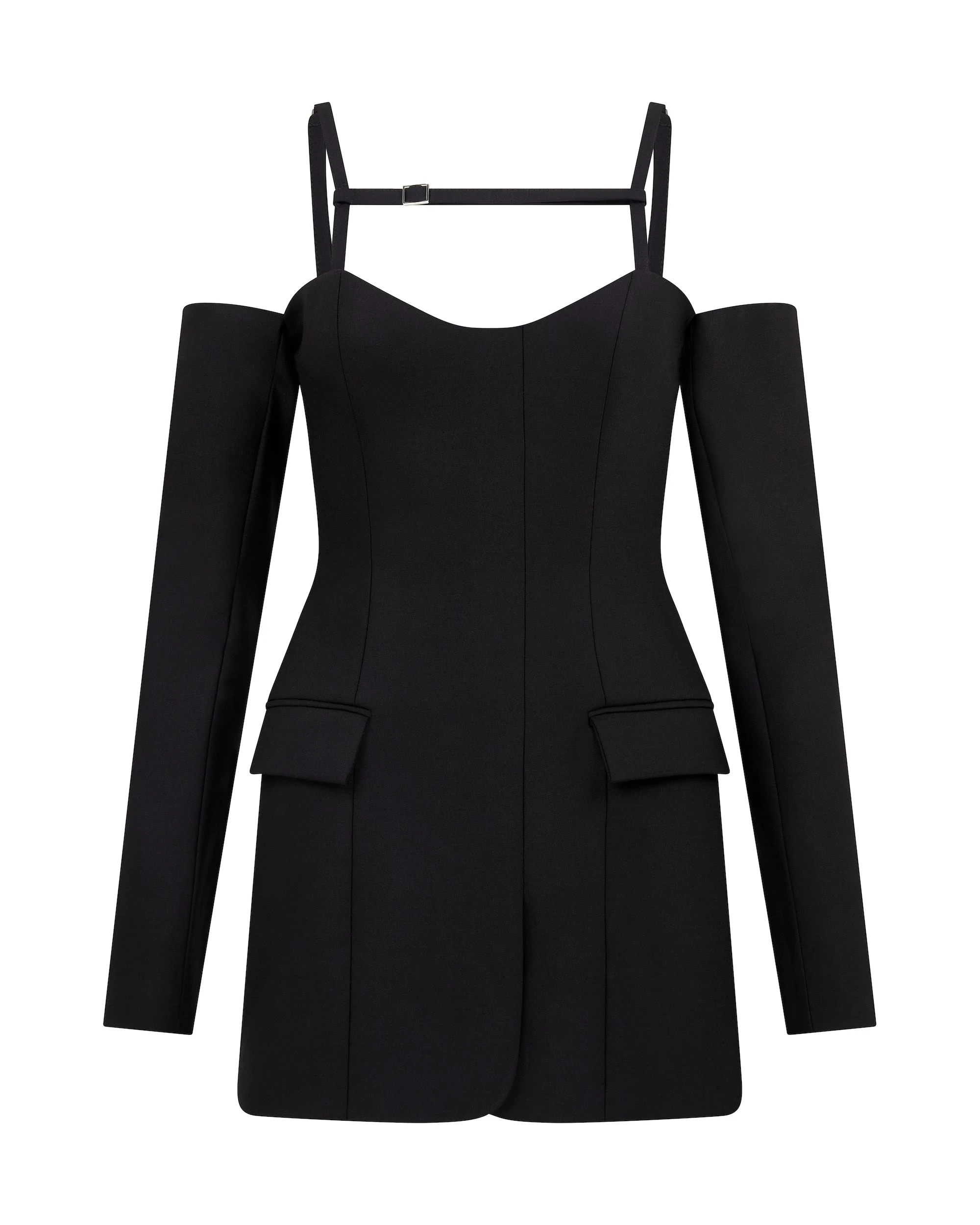 David Koma Open Shoulder Long Sleeve Mini Dress