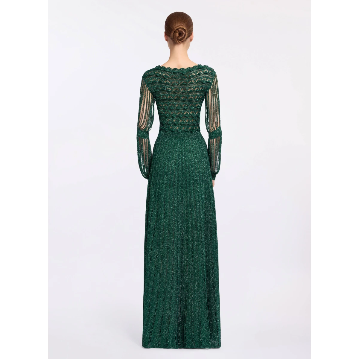 Elie Saab Absinthe Green Crochet Dress in Green featuring Scoop Neck – Luxury Designer Fashion at Coveti.