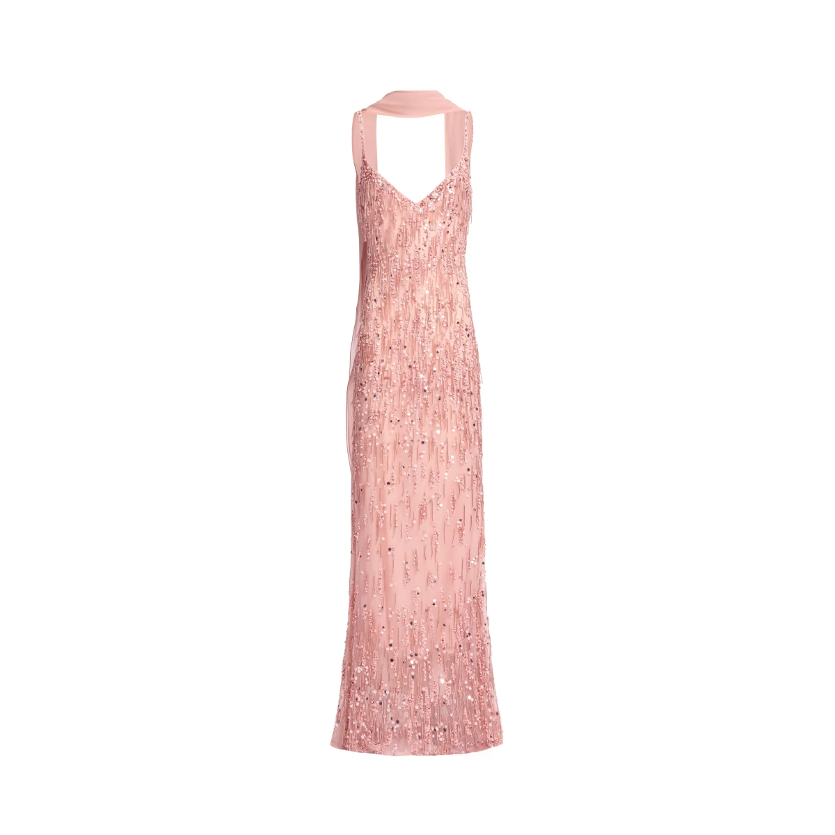 Elie Saab Bead Embroidered Long Dress in Pink featuring Bead Embroidery – Luxury Designer Fashion at Coveti.